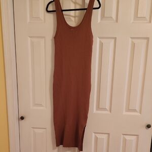 Elegant Brown Sleeveless Dress